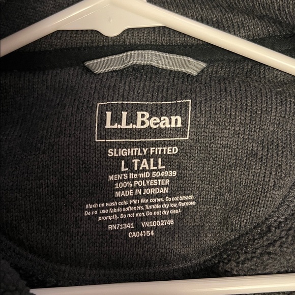L.L. Bean Charcoal Grey Men's Sweater Fleece Full-Zip Jacket Size Large Tall - Picture 3 of 4